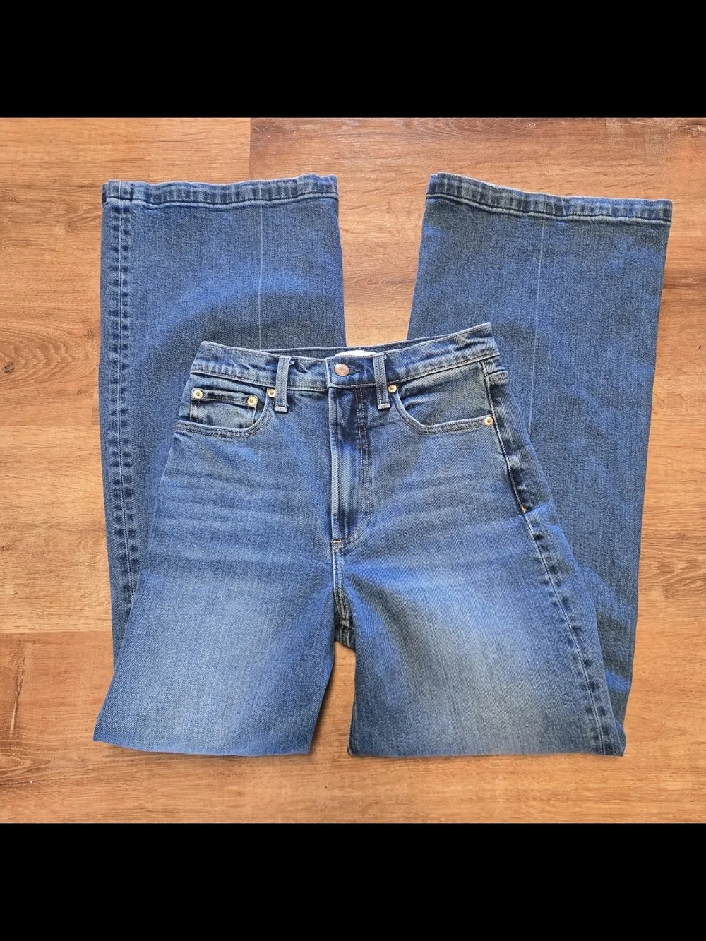 Pistola Lana Cider Wide-Leg Flare Jeans in Medium Blue Wash Size 26  High Rise - Picture 9 of 10